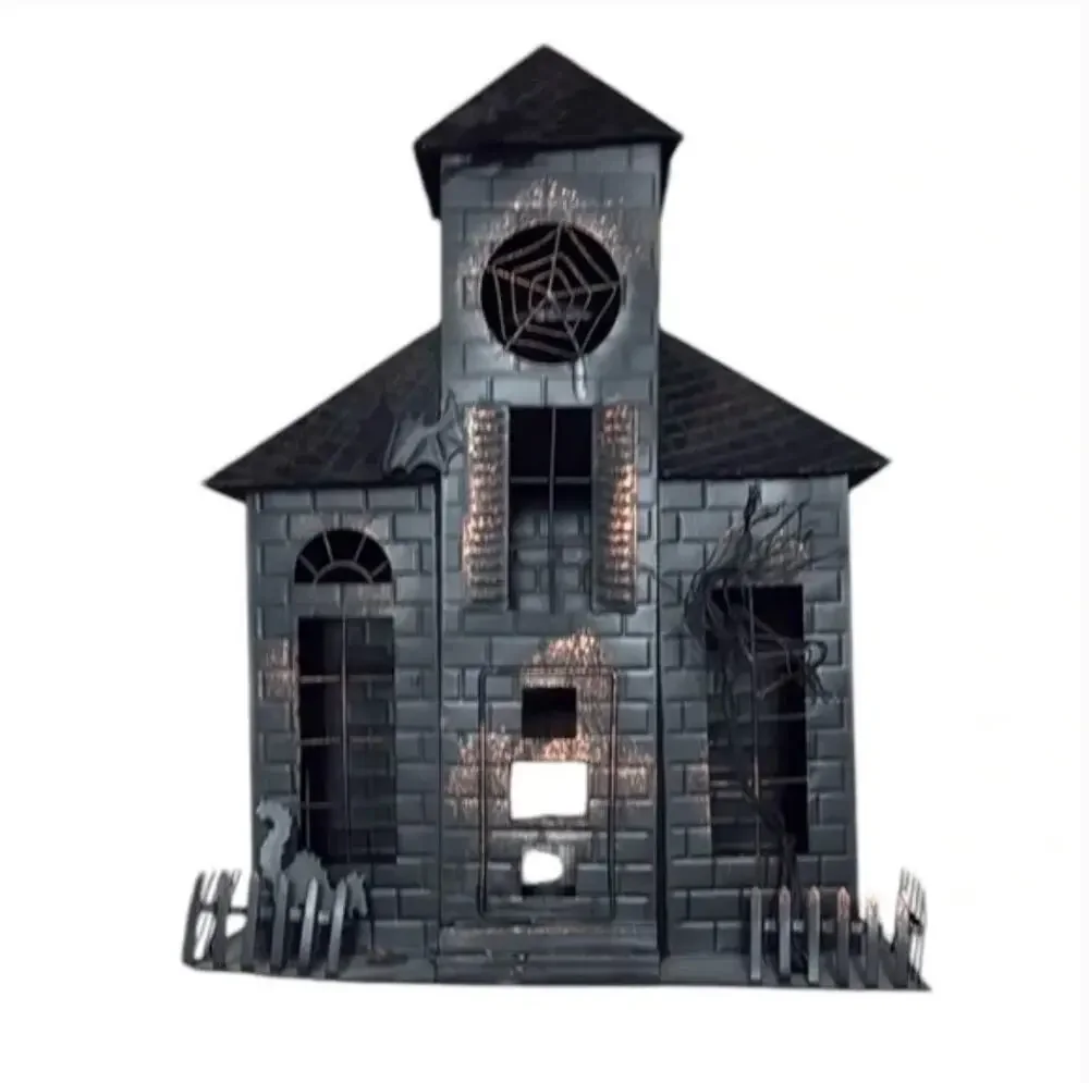 Pottery Barn Black Halloween Haunted House Metal Spooky
